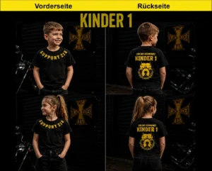 Support Kinder-Shirt Motiv 1 in Vorder- und Rückansicht