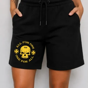 Schwarze Support Shorts mit gelbem Motiv
